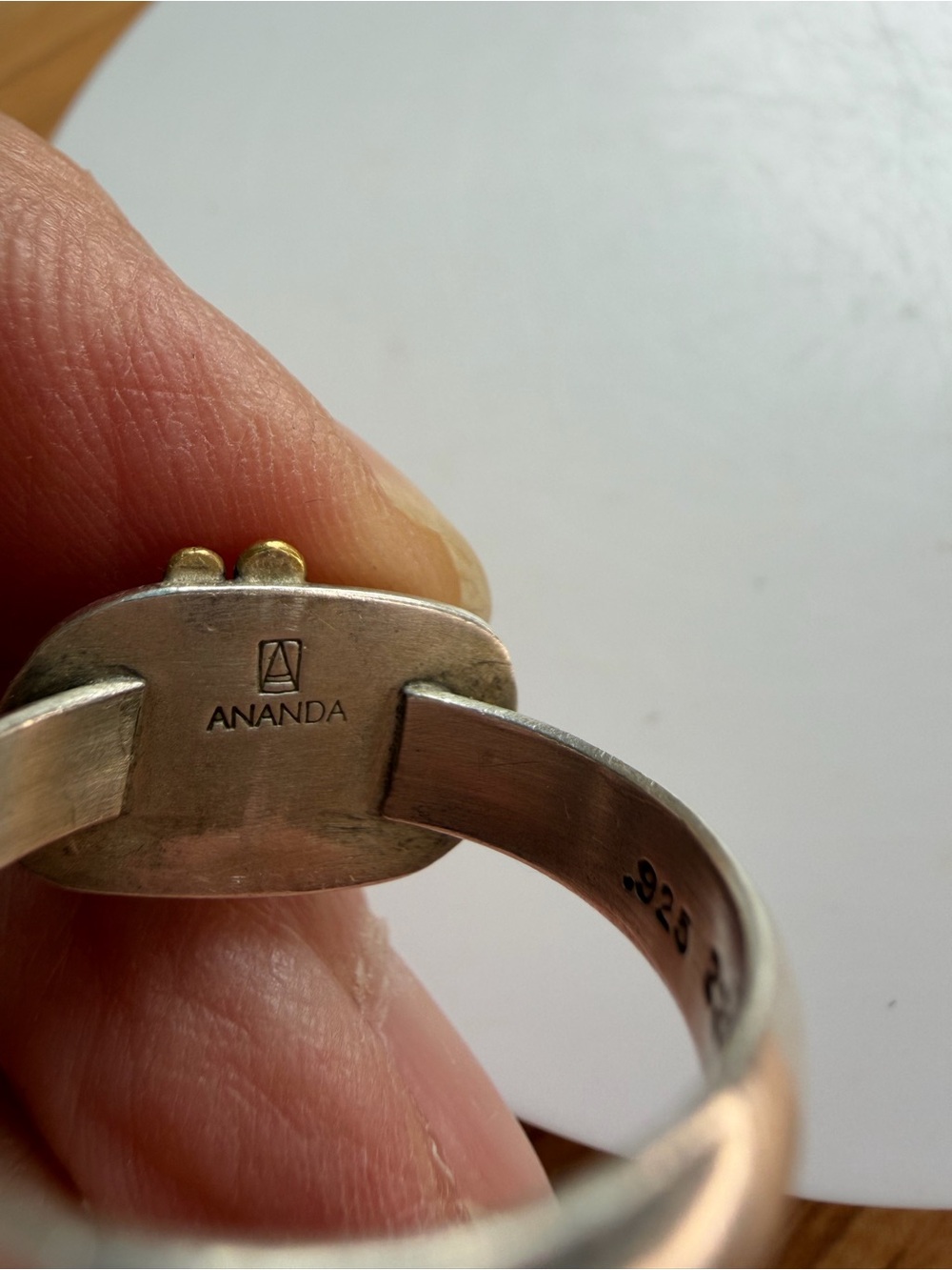 Ananda Khalsa Sundance Aquamarine Ring Silver 22k Gold Size 8.5 - Picture 2 of 13